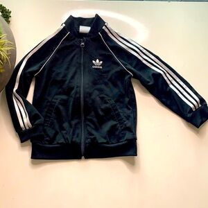 Adidas Track Jacket Toddler zip up black & white classic 4T